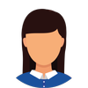 Illustration d'une femme aux cheveux bruns, au chemisier bleu et au col blanc, sans traits de visage.